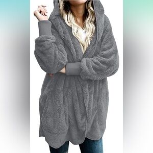 Fuzzy fleece Hooded jacket